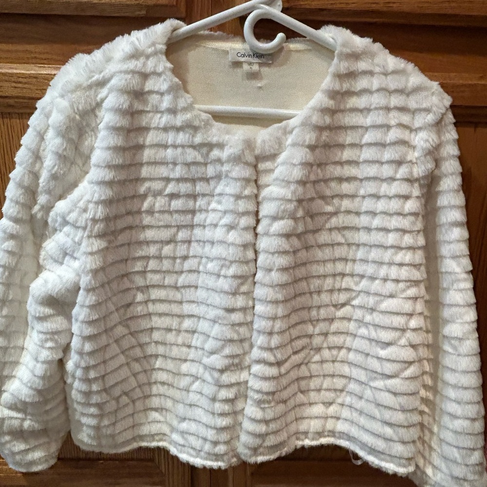 Calvin Klein Women's Cream Teddy Jacket